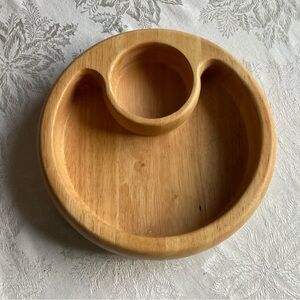 Crate & Barrel Solid Wood Chip & Dip Serving Bowl